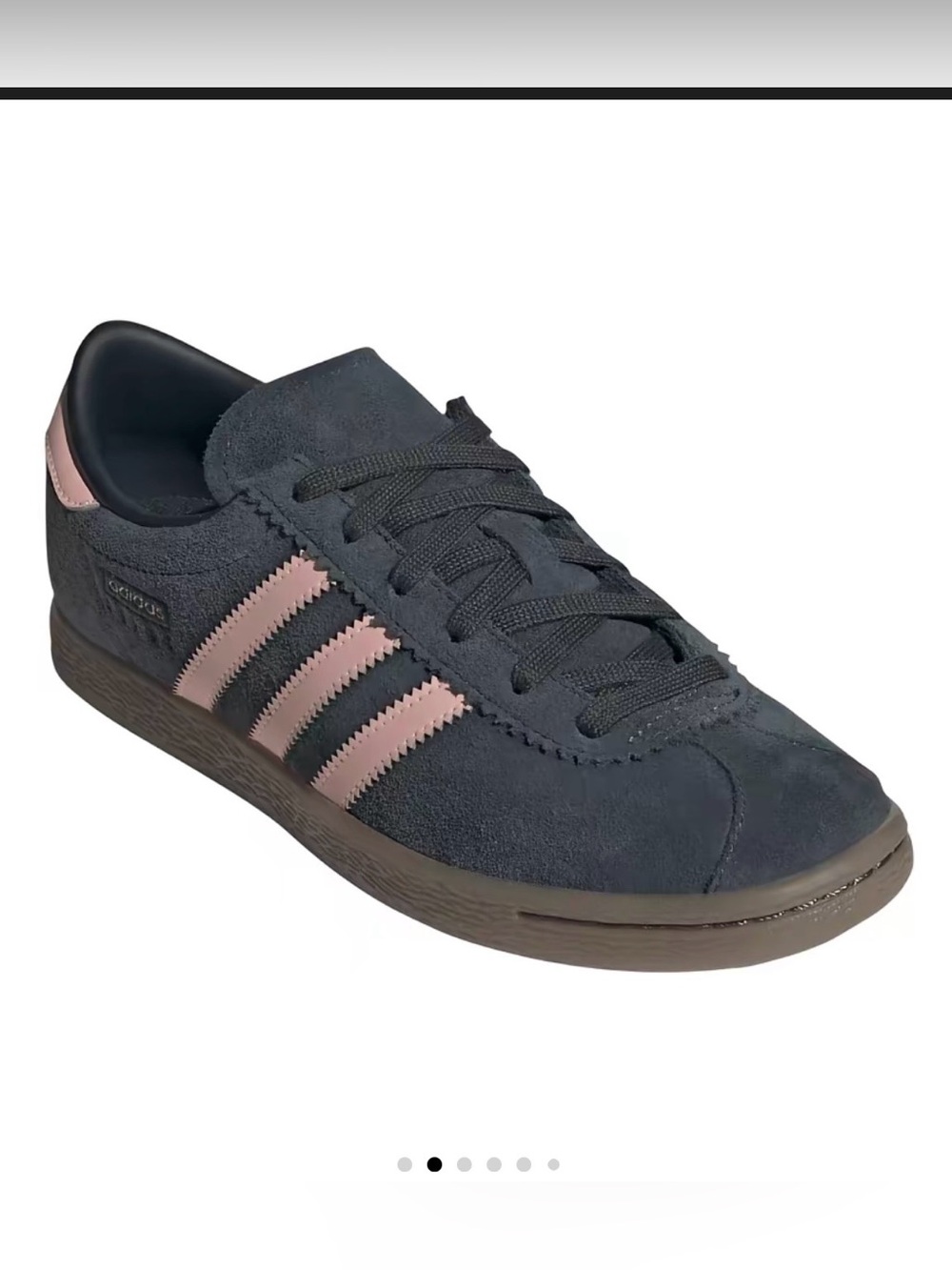 adidas Womens Stadt Suede Sneakers - Charcoal with Pink Stripes